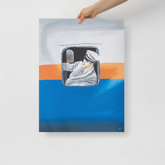 Train Conductor in the Window Poster Print